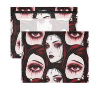 Pencil Pouches with Smooth Zippers Pen Holder Case for A4 Paper Letter 2 Pack Teacher Office Goth Red Black Halloween Beauty Demon