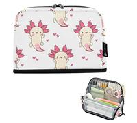 Pencil Pouches Zipper Pencils Case Cute Axolotls Pink White Pencil Storage Bag Teen Girls Pen Pouch Boy Big Capacity College Preppy School Office Supplies