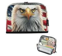 Pencil Pouches Zipper Pencils Case Majestic Bald Eagle American Flag Pencils Storage Bags Teen Girls Pen Pouch Boy Colorful Stationery Kids Organizer School Supply