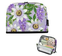 Pencil Pouches Zipper Pencils Case Pencils Storage Bags Teen Girls Pen Pouch Boy Animal Art College Preppy School Office Supplies White Passion Flowers Purple