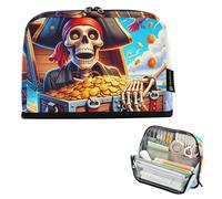 Pencil Pouches Zipper Pencils Case Playful Pirate Skeleton Treasure Pencil Storage Bag Girls Classroom Pen Pouch Floral Back to School Adults Office Supply