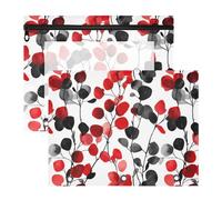 Pencil poucheses Adorable 3 Hole Pocket for A4 Paper Letter 2 Pack Teacher Art Supplies Storage Red and Black Eucalyptus White