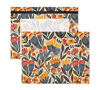 Pencil poucheses Adorable 3 Rings Pocket for A4 Paper Letter 2 Pack Teacher Class Colorful Flower Folk Art