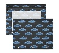 pencil poucheses Sturdy Plastic File Folder for 3 Rings Binder 2 Pack Teacher Class Police Car Herd Black
