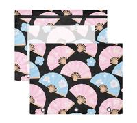 pencil poucheses With Smooth Zippers Pen Holder Case for A4 Paper Letter 2 Pack Students Back To School Pink Blue Japanese Cherry Blossom Folding Fan