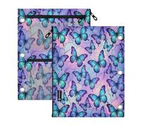 pencil pouching 3 Ringing 2 pcs Butterflies Lover Stained Glass 11''x8.9'' | large and sturdy pencil case clear window School Class Office Organizers