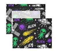 Pencil pouching Adorable 3 Ringing Pocket for 3 Ringing Binder 2 Pack Teacher Classroom Supplies Alien Print UFO Space Pattern