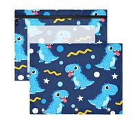Pencil pouching Adorable 3 Ringing Pocket for 3 Ringing Binder 2 Pack Teacher Classroom Supplies Blue Dinosaurs & Stars Pattern