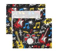 Pencil pouching Adorable 3 Ringing Pocket for 3 Ringing Binder 2 Pack Teacher Classroom Supplies Rock Music Instruments Pattern