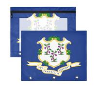 Pencil pouching Clear Plastic File Folder for A4 Paper Letter 2 Pack Teacher Classroom Supplies Connecticut State Flag
