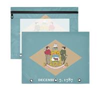 Pencil pouching Clear Plastic File Folder for A4 Paper Letter 2 Pack Teacher Classroom Supplies Delaware State Flag