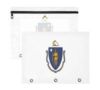 Pencil pouching Clear Plastic File Folder for A4 Paper Letter 2 Pack Teacher Classroom Supplies Massachusetts State Flag
