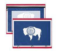 Pencil pouching Clear Plastic File Folder for A4 Paper Letter 2 Pack Teacher Classroom Supplies Wyoming State Flag