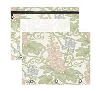 Pencil pouching Clear Window Storage Bag for A4 Paper Letter 2 Pack Teacher Back to School Pink Blue Floral William Morris Pattern