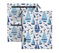 pencil pouching for 3 Ringing binder 2 Pack Ocean Sailboat Red White Blue | big capacity pencil pouching kids clear window School Class Office Organizers