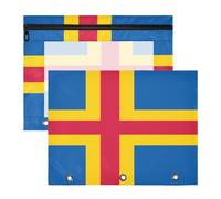 Pencil pouching Multi-Purpose Pen Holder Case for A4 Paper Letter 2 Pack Students Back to School Flag of Land Islands