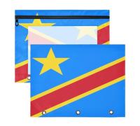 Pencil pouching Multi-Purpose Pen Holder Case for A4 Paper Letter 2 Pack Students Back to School National Flag of The Democratic Republic of The Congo