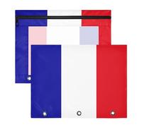 Pencil pouching Sturdy Plastic File Folder for 3 Ringing Binder 2 Pack Teacher Back to School Flag of The French Southern and Antarctic Lands
