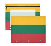 Pencil pouching Sturdy Plastic File Folder for 3 Ringing Binder 2 Pack Teacher Back to School National Flag of Lithuania
