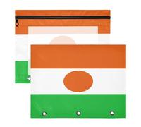 Pencil pouching Sturdy Plastic File Folder for 3 Ringing Binder 2 Pack Teacher Back to School National Flag of Niger