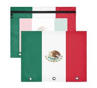 Pencil pouching Sturdy Plastic File Folder for 3 Ringing Binder 2 Pack Teacher Back to School National Flag of Mexico
