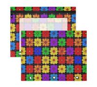 Pencil pouching with Smooth Zippers Plastic File Folder for 3 Ringing Binder 2 Pack Students Classroom Supplies Rainbow Floral Grid