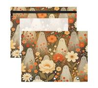 Pencil pouching with Smooth Zippers Plastic File Folder for 3 Ringing Binder 2 Pack Students Classroom Supplies Boho Ghosts & Wildflower