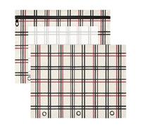 Pencil pouching with Smooth Zippers Plastic File Folder for 3 Ringing Binder 2 Pack Students Classroom Supplies Black & Red Plaid