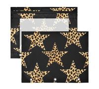 Pencil pouching with Smooth Zippers Plastic File Folder for 3 Ringing Binder 2 Pack Students Classroom Supplies Leopard & Star