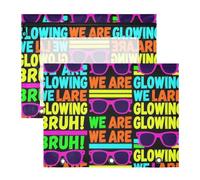 Pencil pouching with Smooth Zippers Plastic File Folder for 3 Ringing Binder 2 Pack Students Classroom Supplies Neon Sunglasses & Text