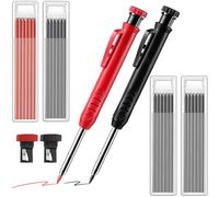 Pencil Refills for Tracer 2Pcs Carpenter Pencil Leads 24Pcs 2.8mm Solid Deep Hole Pica Refill for Architect Construction Building Joiner Replacement Woodworking Marking Tool(Black and Red)