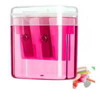 Pencil S/harpener with Container,Dual Hole Manual S/harpener for K/ids & Students,Compact Tip Shaping Tool for School,Home & Office Use,Ergonomic Design with Non-Slip Grip,Pink Colour (Single Unit)