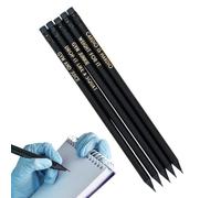 Pencil Set for Adults - 5 Dark Wooden Pencils with Encouraging Words - Portable, Multipurpose Writing Tool