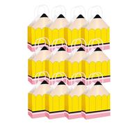 Pencil Shape Bag, 12 Pieces Return to School Teacher Paper Bags - Party Accessories for Calculator Notebook School Book Holiday Birthday Graduation Baby Shower Wedding