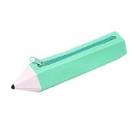 Pencil shape pen bag silicone pencil case soft holder is easy to clean for markers, green