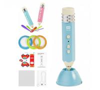 Pencil-Shaped 3D Printing Pen - The Creative Gift for Kids This Christmas! Safe Low-Temperature 3D Drawing Pen, Rechargeable Creative Learning Toy with Filaments & Tracing Kit(Blue)