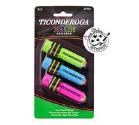 Pencil Shaped Neon Erasers, 3 Count