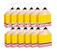 Pencil Shaped Treat Bags, Pencil Shaped Paper Bag, 12pcs Back to School Teacher Gift Bags, Durable Reusable, for Teacher Appreciation, First Day of School Parties, Candy, Popcorn Storage