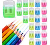 Pencil Sharpener, 24 PCS Colorful Compact Dual Holes Pencil Sharpeners, Colored Pencil Sharpener for Kids, Portable Pencil Sharpener for Travel School Office