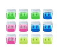 Pencil Sharpener for Children, Double Hole Manual Pencil Sharpener, Pack of 12 Chip Containers, Student Supplies for School, Study, Library, Dorm, Nursery