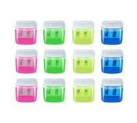 Pencil Sharpener - Manual Pencil Sharpener 2 Holes for Classroom, Portable Stationery Accessory, Wooden Chip Container, Ergonomic Handle | Durable Study Tool for Kids Ad