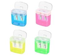 Pencil Sharpeners, Manual Pencil Sharpener with Cover Dual Hole, 4 Pcs Pencil Sharpener Manual for Students School Home Office Supply, Multicolor