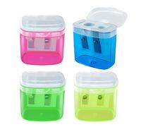 Pencil Sharpeners, Manual Pencil Sharpener with Lid, Handheld Pencil Sharpener for Colored Pencils, Protable Pencil Sharpener for Kids and Adults, Dual Holes Pencil Sharpener for Classroom Office