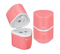Pencil Sharpeners with Container - Perfect for Kids, Students, Artists - Manual Pencil Sharpener Pack of 2 (Pink)