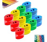 Pencil Sharpeners with Lid, 4 PCS Pencil Sharpeners with Lid, Dual Holes Compact Colored Handheld Pencils Sharpener, Portable Pencils Sharpener, for Office Home (A Ellipse,12PCS)