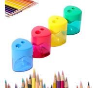 Pencil Sharpeners with Lid, 4 PCS Pencil Sharpeners with Lid, Dual Holes Compact Colored Handheld Pencils Sharpener, Portable Pencils Sharpener, for Office Home (B Triangle,4PCS)