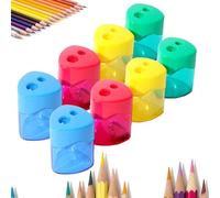 Pencil Sharpeners with Lid, 4 PCS Pencil Sharpeners with Lid, Dual Holes Compact Colored Handheld Pencils Sharpener, Portable Pencils Sharpener, for Office Home (B Triangle,8PCS)