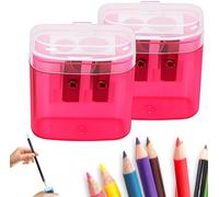 Pencil Sharpeners with Lid, Dual Holes Compact Colored Handheld Pencil Sharpener, Cute Sharpener for Kids Adults Students School Home Office (Pink)