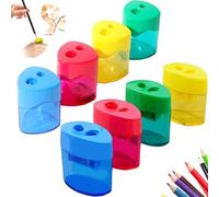 Pencil Sharpeners with Lid, Dual Holes Compact Colored Handheld Pencil Sharpener, Portable Pencils Sharpener, for Adults Students Home Office (8pcs Mix)