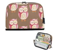 Pencil Storage Bag Cute Watercolor Owls Eyes Brown Pencils Pouch Zipper Pencil Case Big Classroom Pen Bag Boys Art College Preppy School Office Supplies